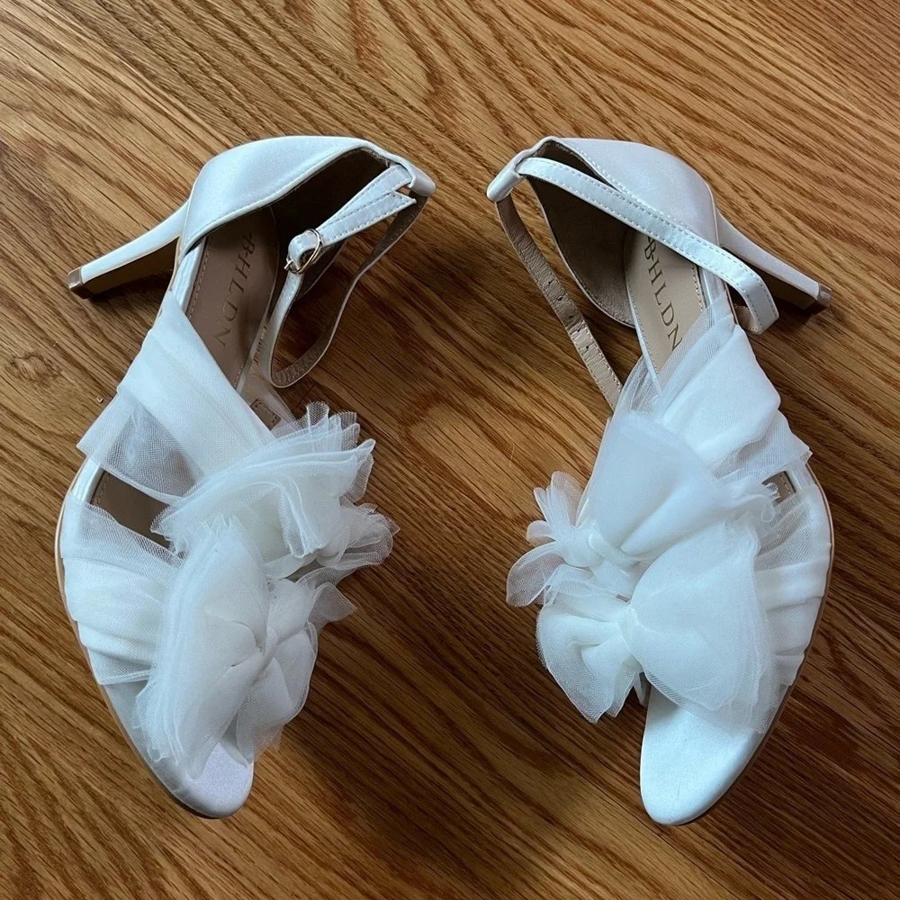 Brand New White Bhldn Bridal Oresme Tulle Heels Size 6